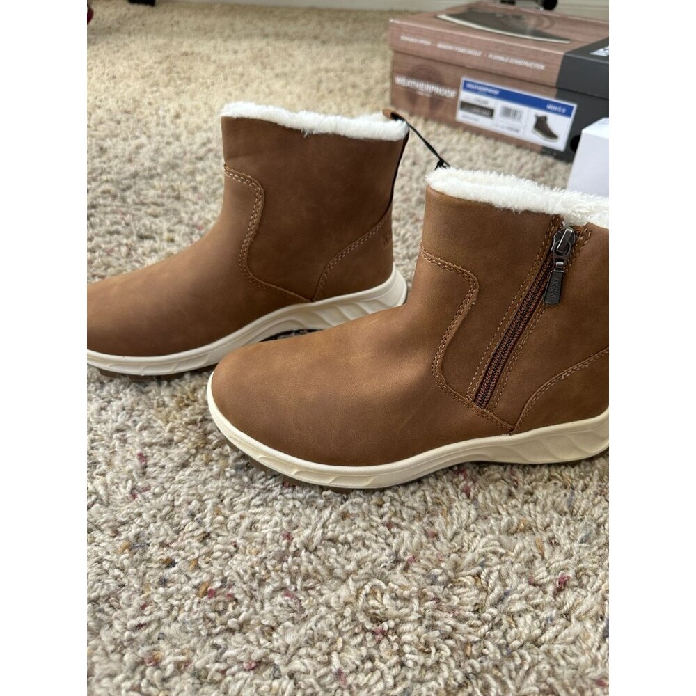 Khombu Womens Sienna Snow Boots 7 Brown Faux Fur Lining Slip-On Zipper Waterproo - Picture 4 of 6